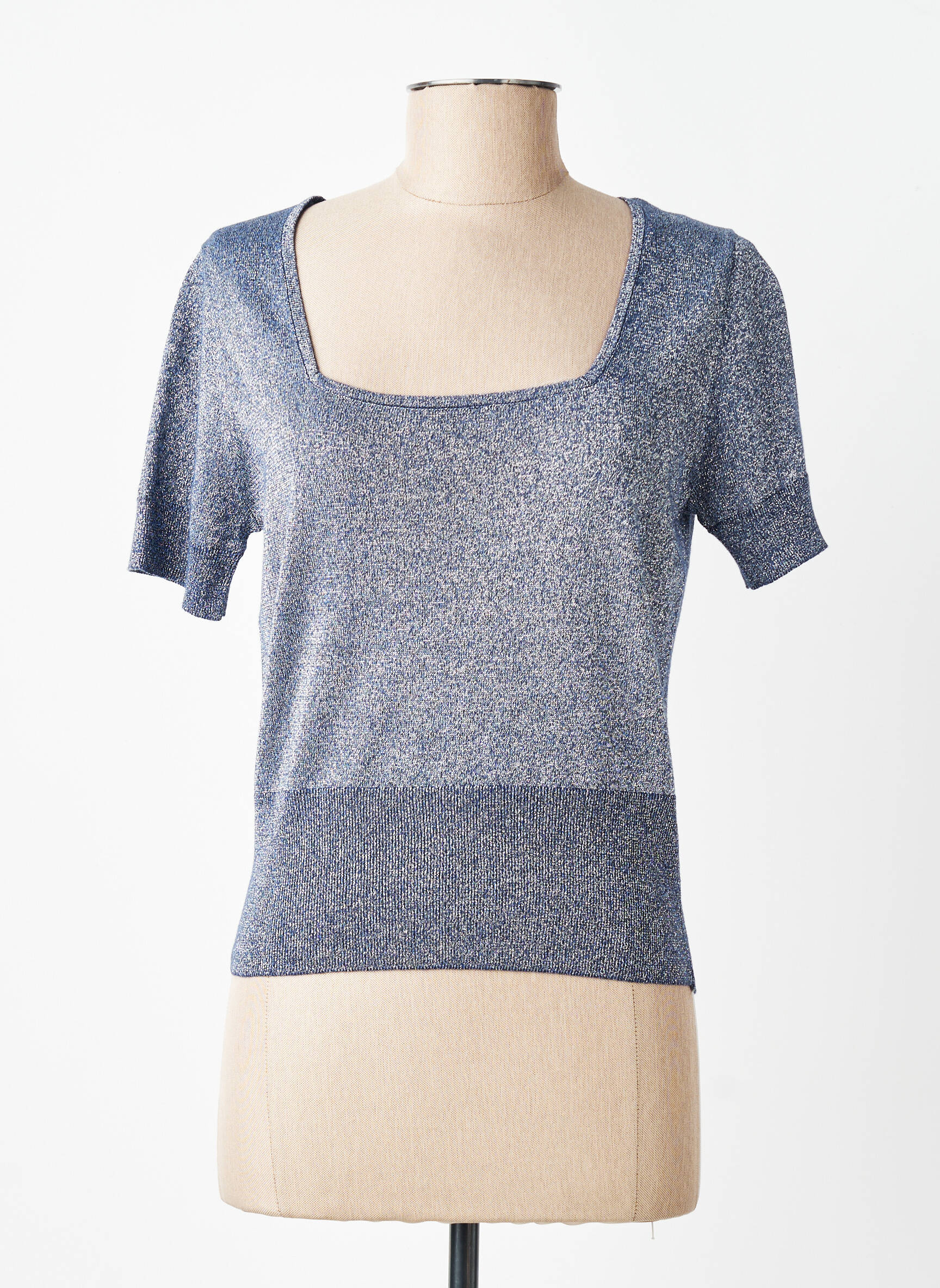 T-shirt coupe cintrée manches courtes bleu MARBLE femme