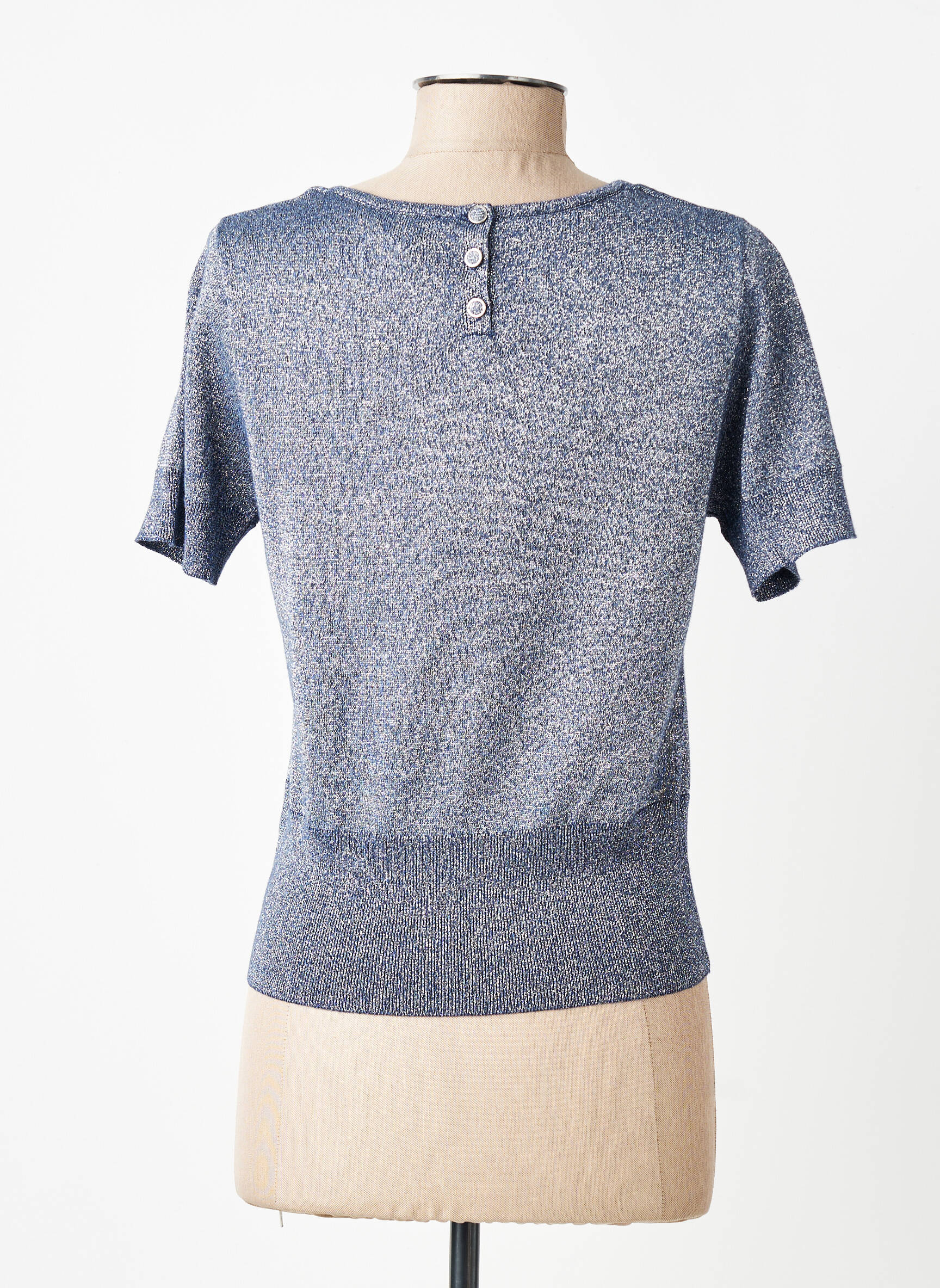 T-shirt coupe cintrée manches courtes bleu MARBLE femme
