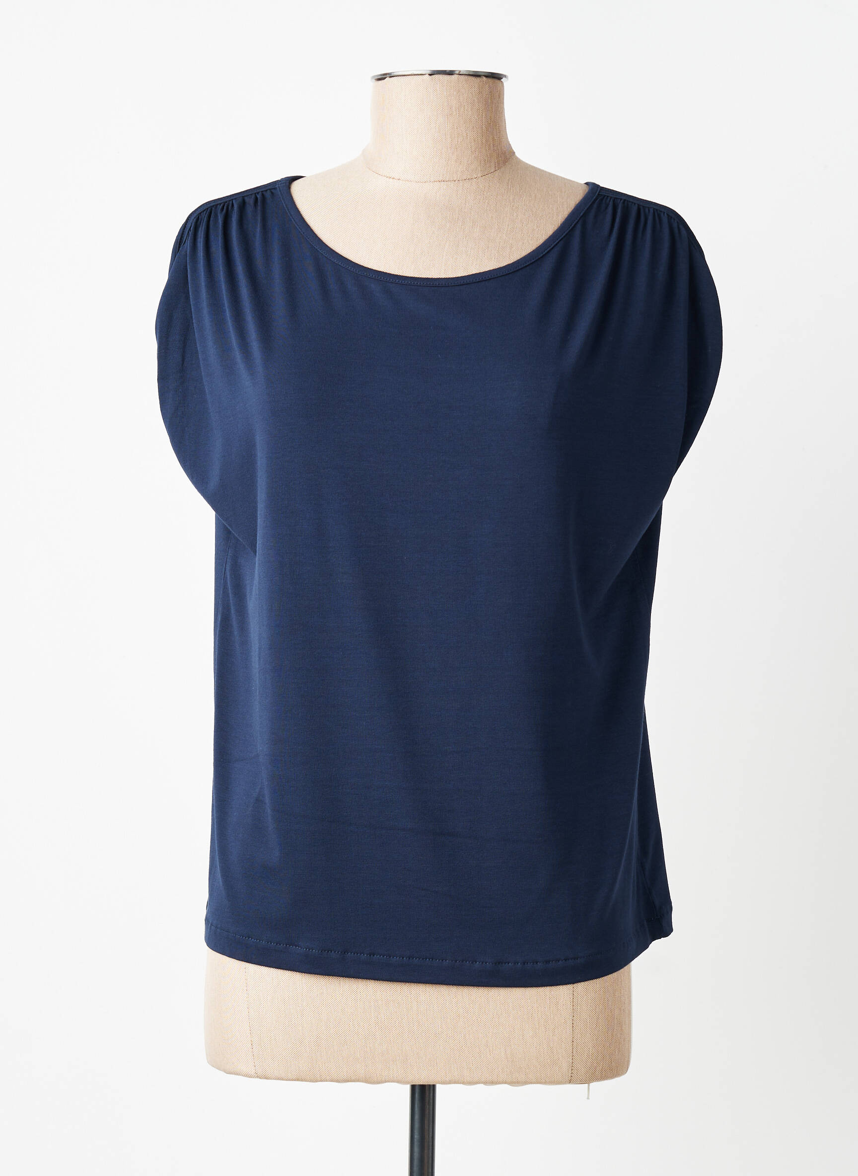 T-shirt coupe droite manches courtes bleu GUITARE femme