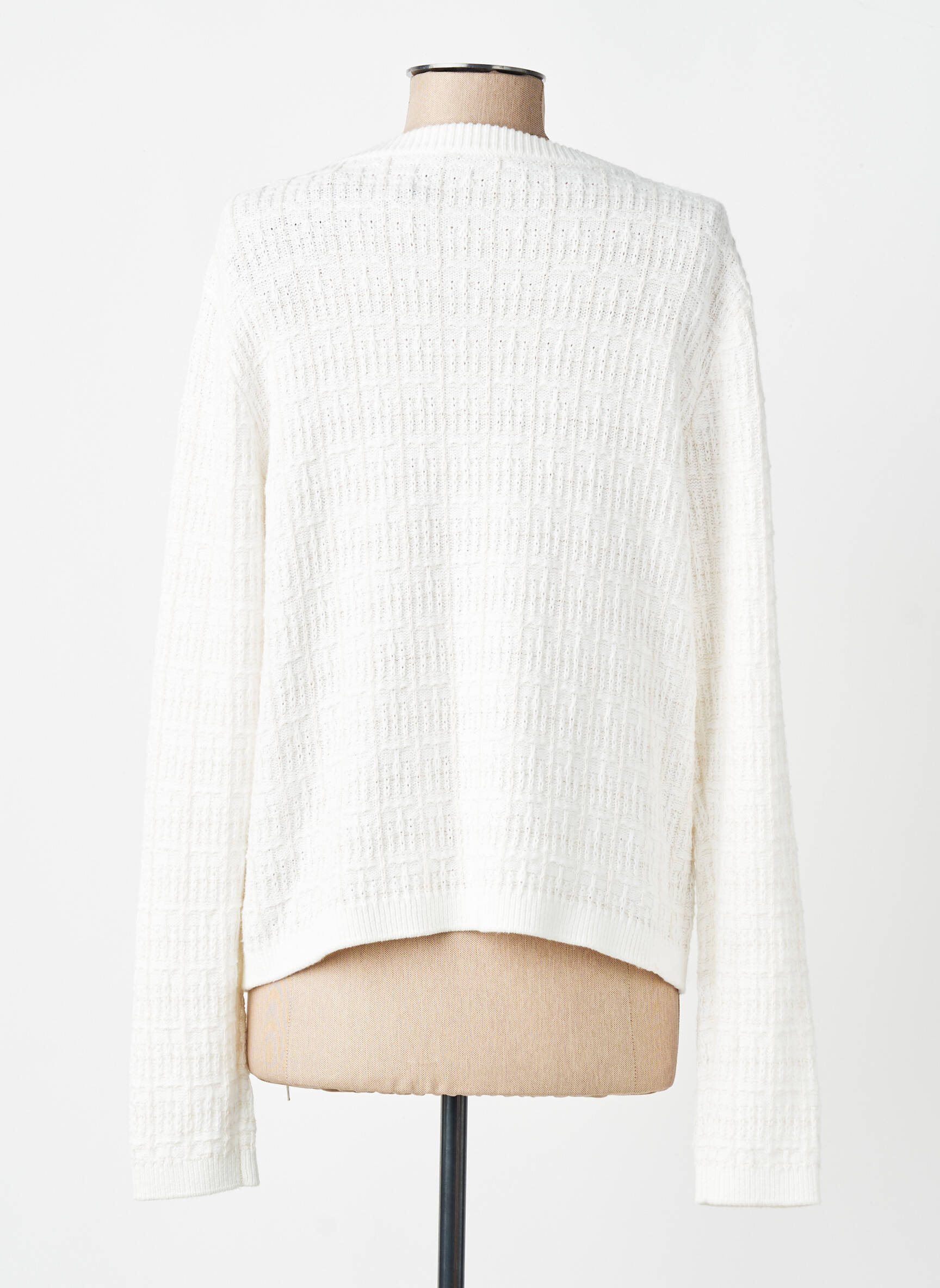 Gilet manches longues col rond blanc OLSEN femme