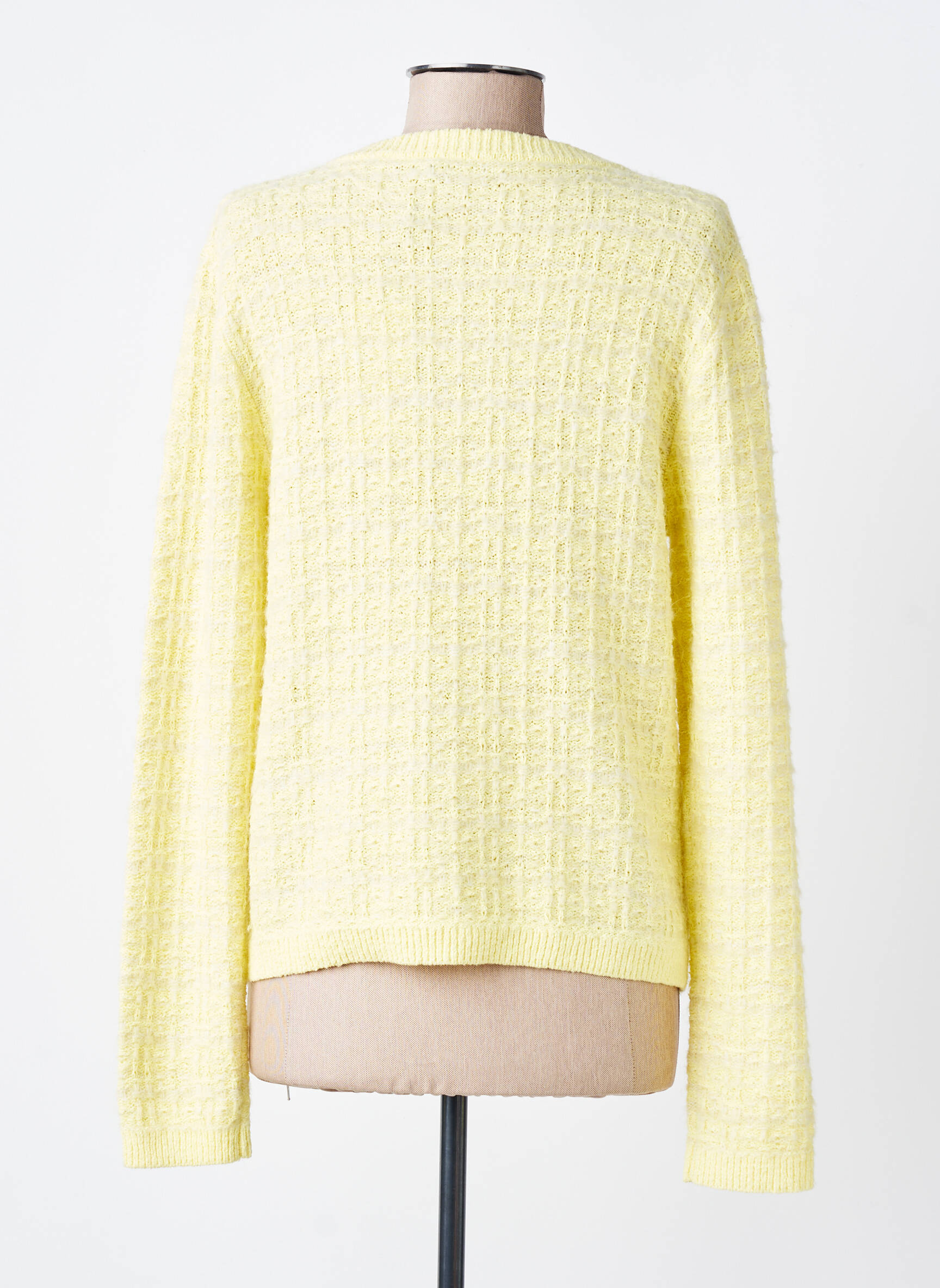 Gilet manches longues col rond jaune OLSEN femme