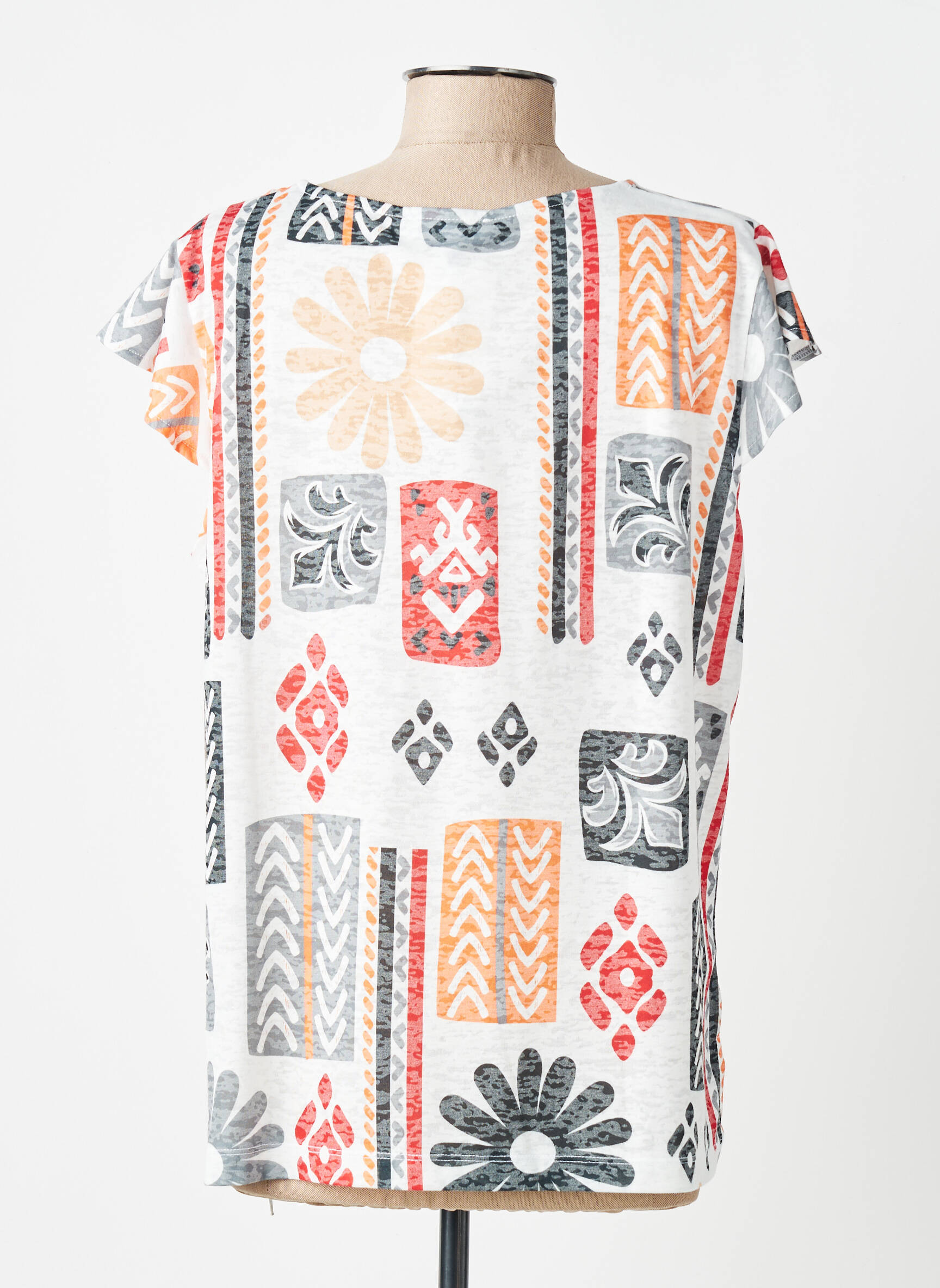 T-shirt imprimé fantaisie manches courtes blanc MERI & ESCA femme