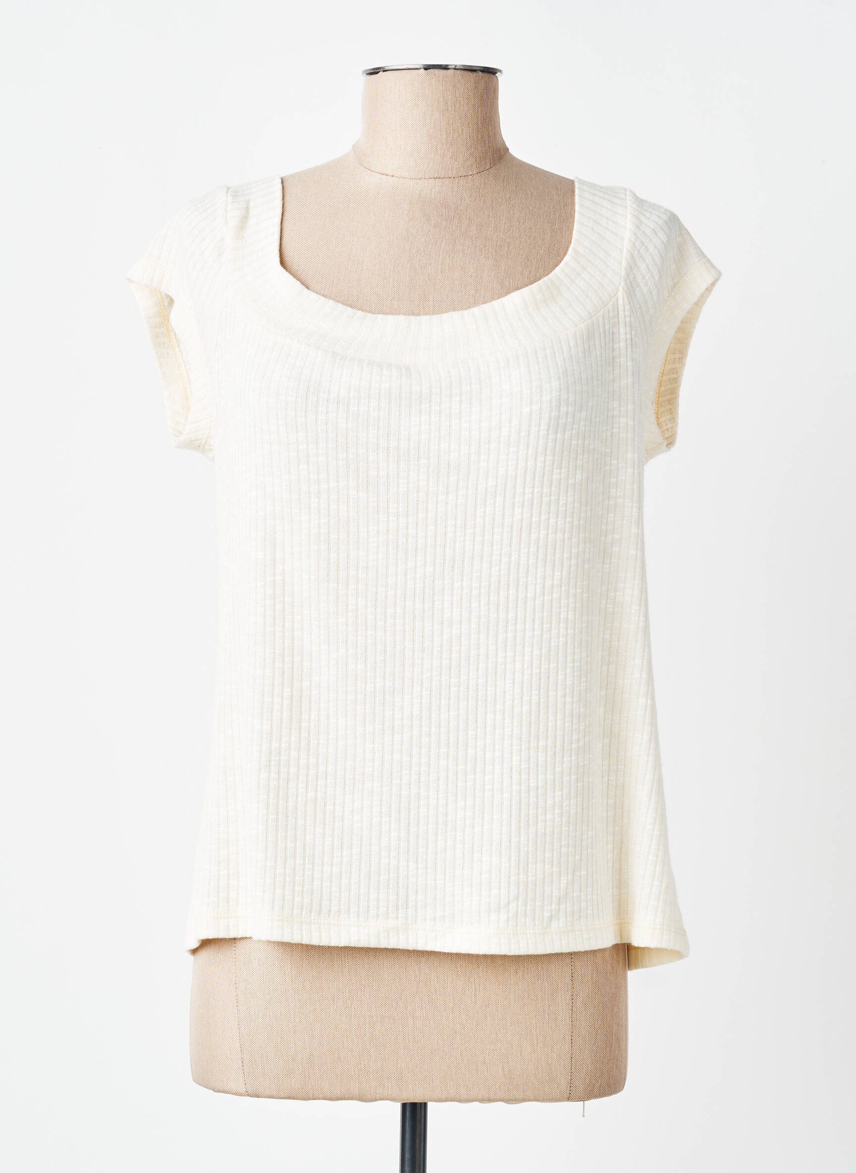 T-shirt coupe droite manches courtes beige MERI & ESCA femme