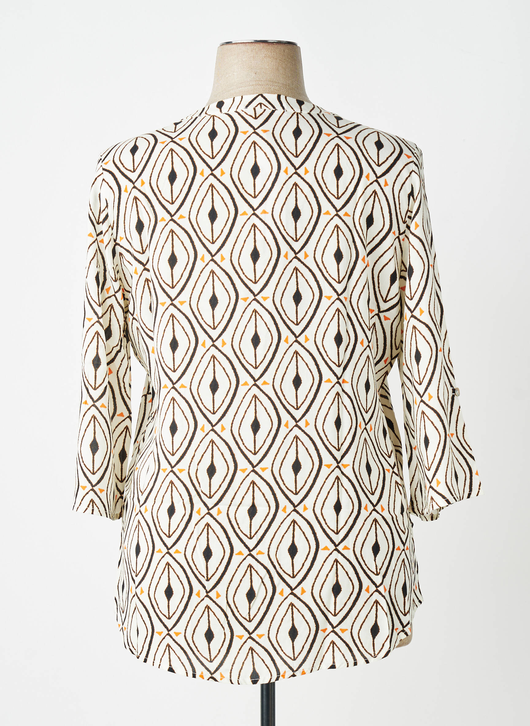 Blouse tissage popeline manches 3/4 blanc CHATELET femme