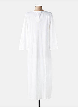 Robe longue col v manches 3/4 blanc LAURENCE TAVERNIER femme