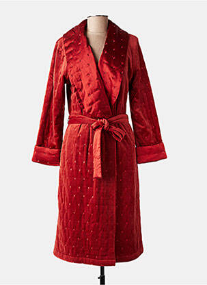 Robe de chambre col cache-coeur rouge MARJOLAINE femme