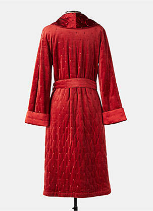 Robe de chambre col cache-coeur rouge MARJOLAINE femme