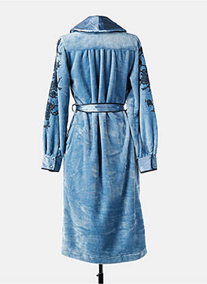 Robe de chambre col cache-coeur bleu MARJOLAINE femme