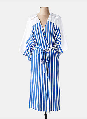 Robe de chambre col v bleu PLUTO ON THE MOON femme