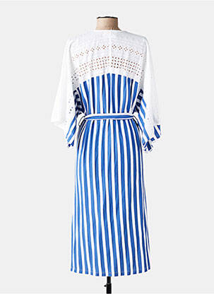 Robe de chambre col v bleu PLUTO ON THE MOON femme