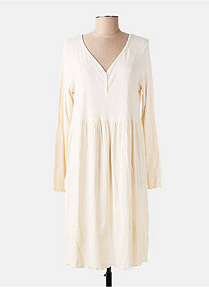 Robe mi-longue manches longues manches longues beige CALIDA femme