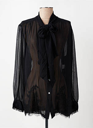 Chemisier tissage crêpe manches longues noir MARJOLAINE femme
