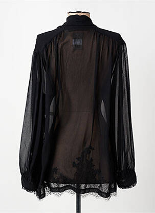 Chemisier tissage crêpe manches longues noir MARJOLAINE femme