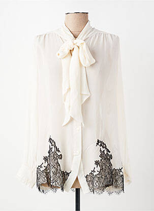 Chemisier tissage crêpe manches longues blanc MARJOLAINE femme