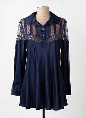 Tunique manches longues col chemisier bleu MARJOLAINE femme