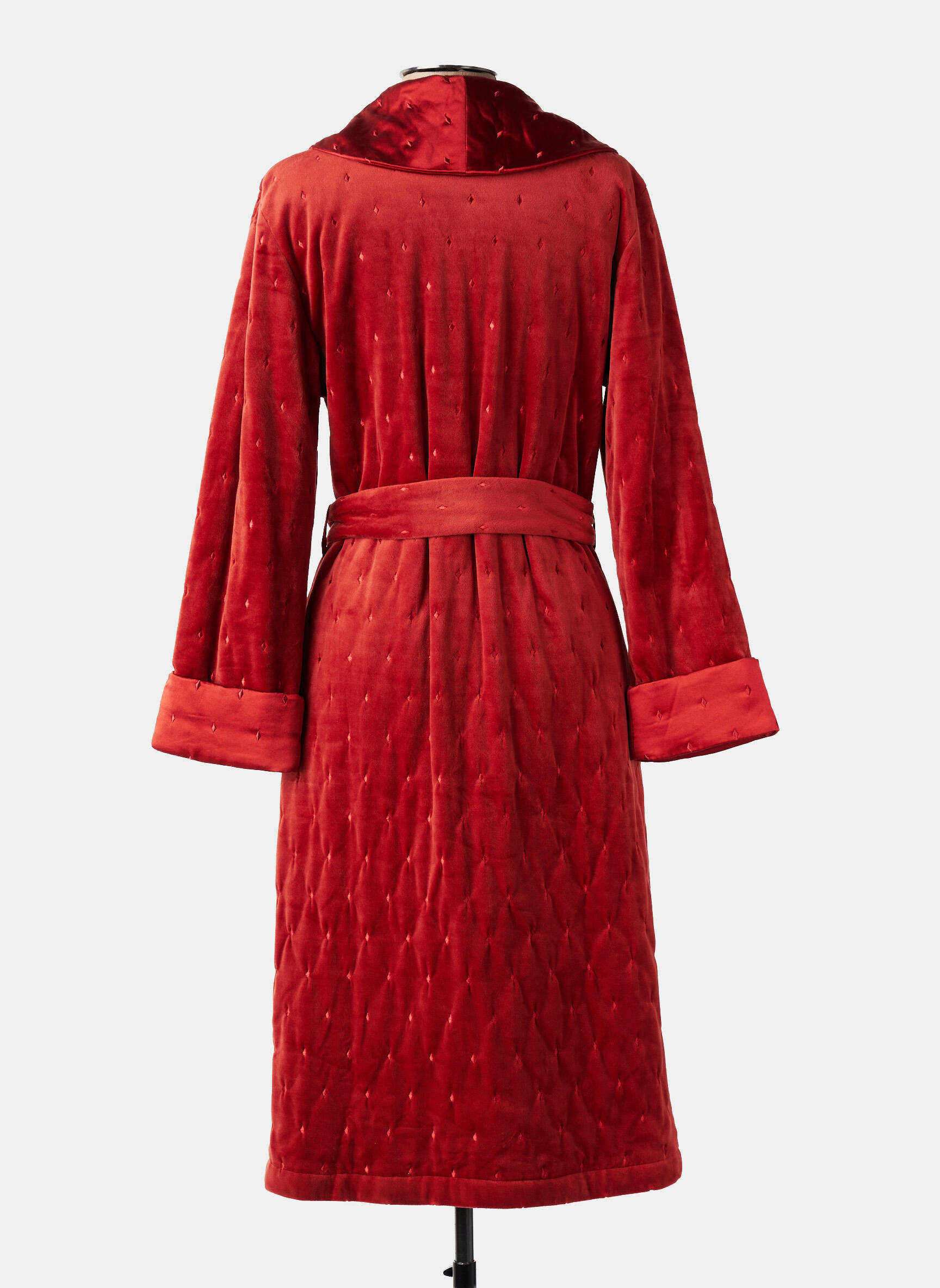 Robe de chambre col cache-coeur rouge MARJOLAINE femme