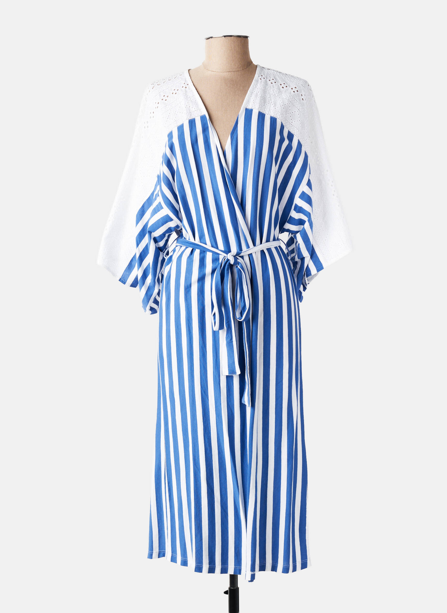 Robe de chambre col v bleu PLUTO ON THE MOON femme