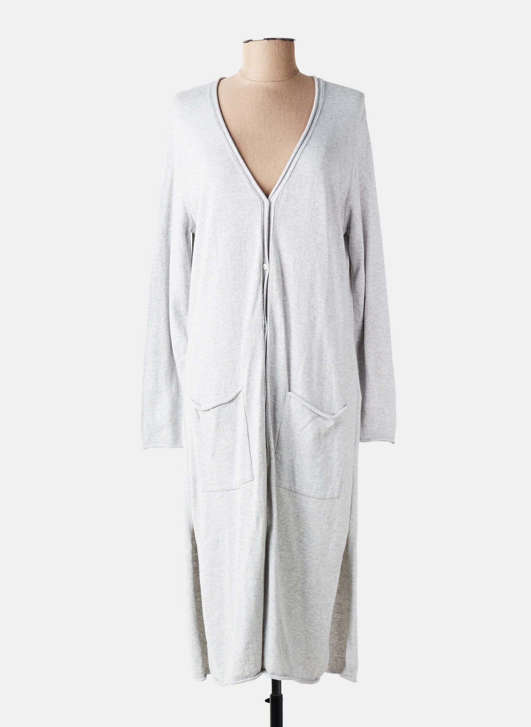 Gilet manches longues fermeture boutonnée sur le devant gris LE CHAT femme