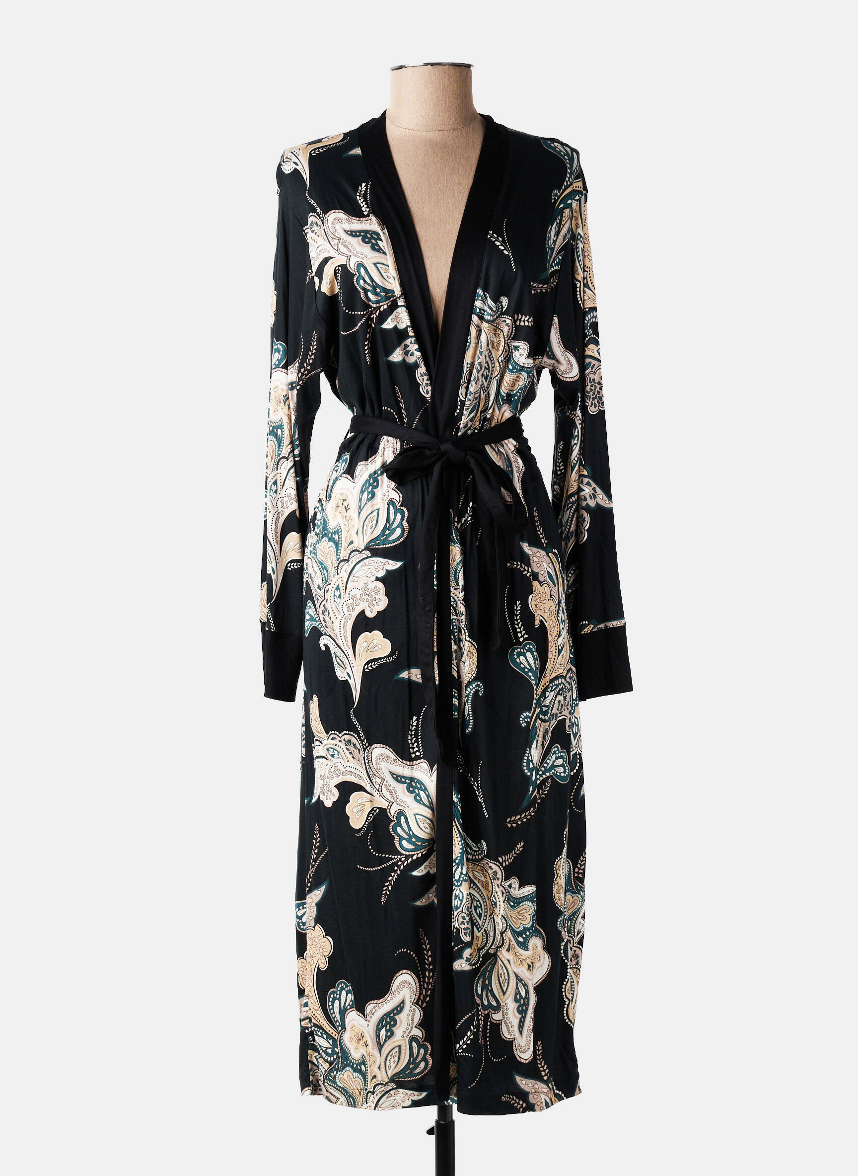 Veste kimono manches longues noir CALIDA femme