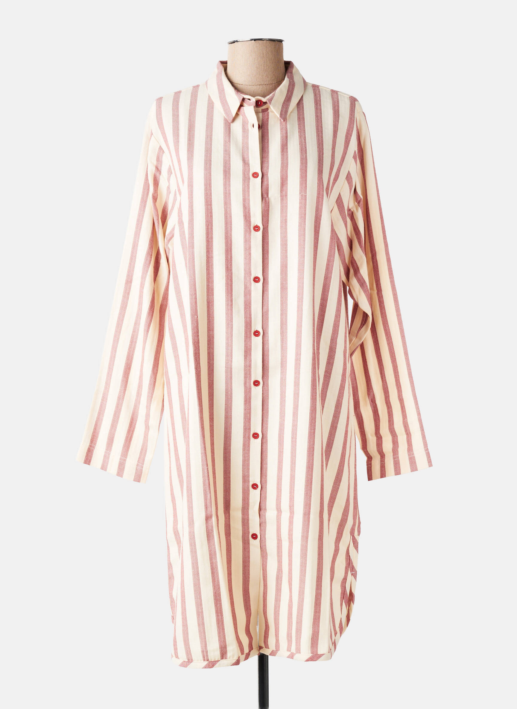 Chemise de nuit imprimé rayures beige PLUTO femme