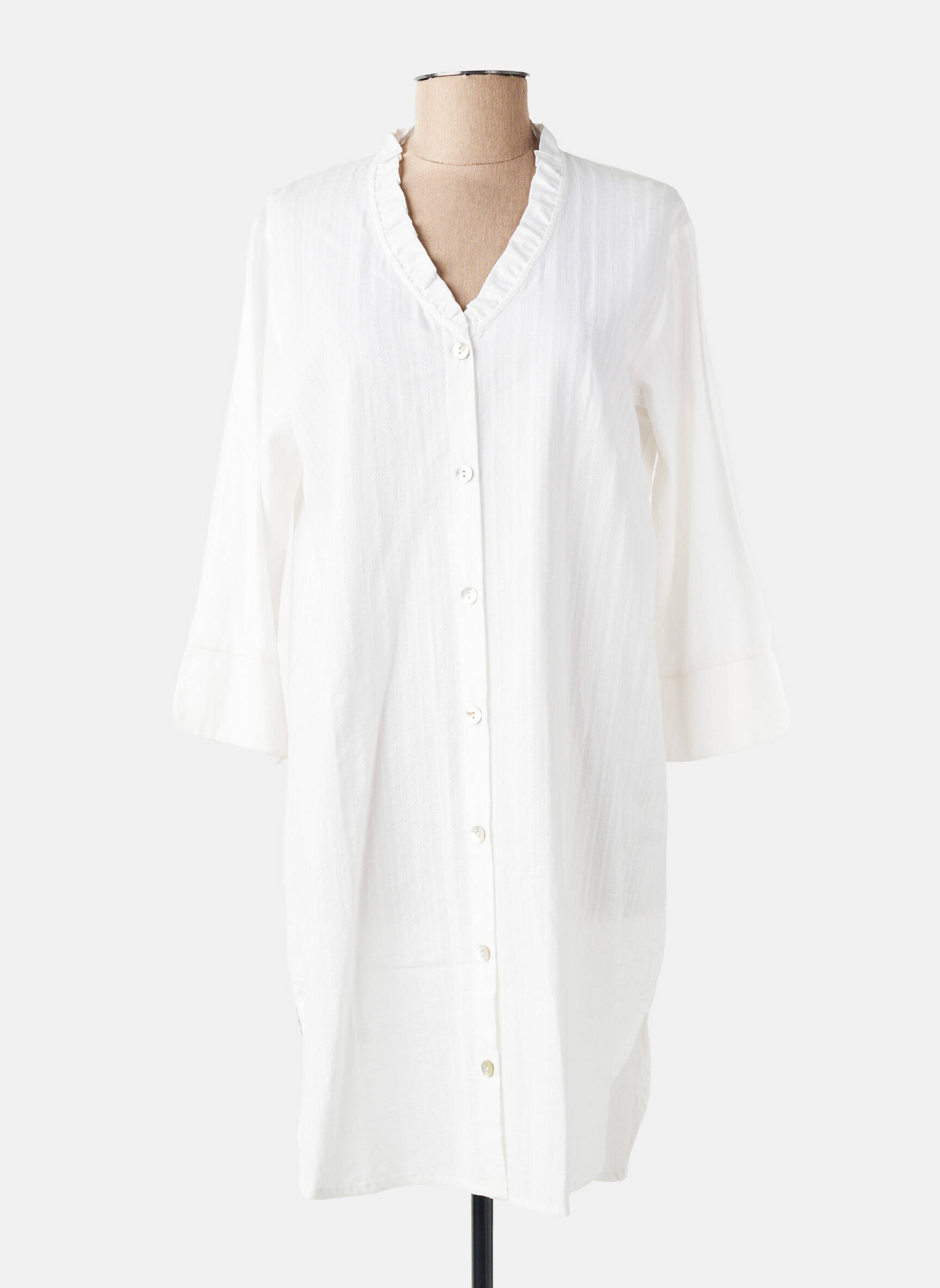 Chemise de nuit col v blanc PILUS femme