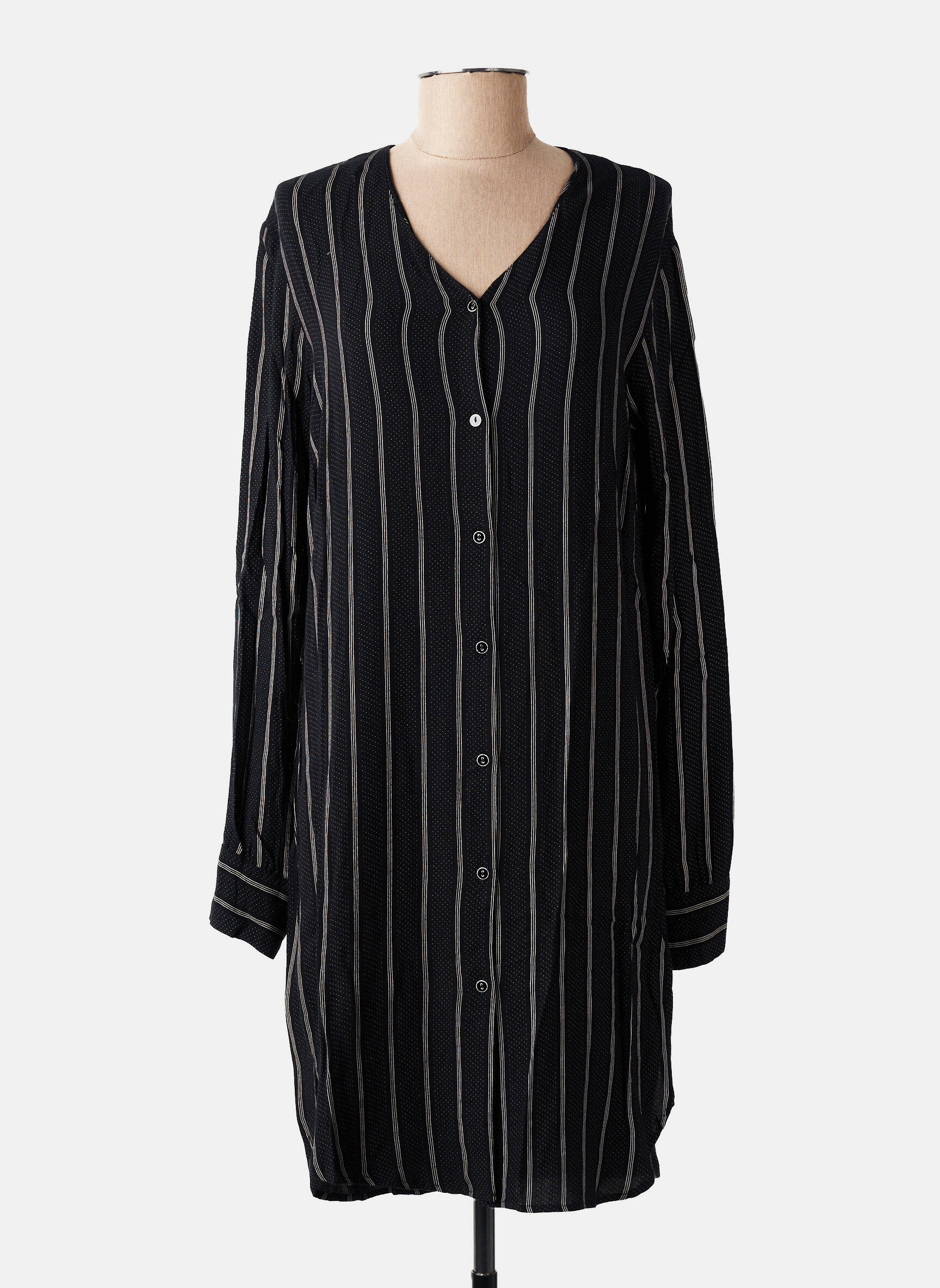 Chemise de nuit imprimé rayures noir PILUS femme