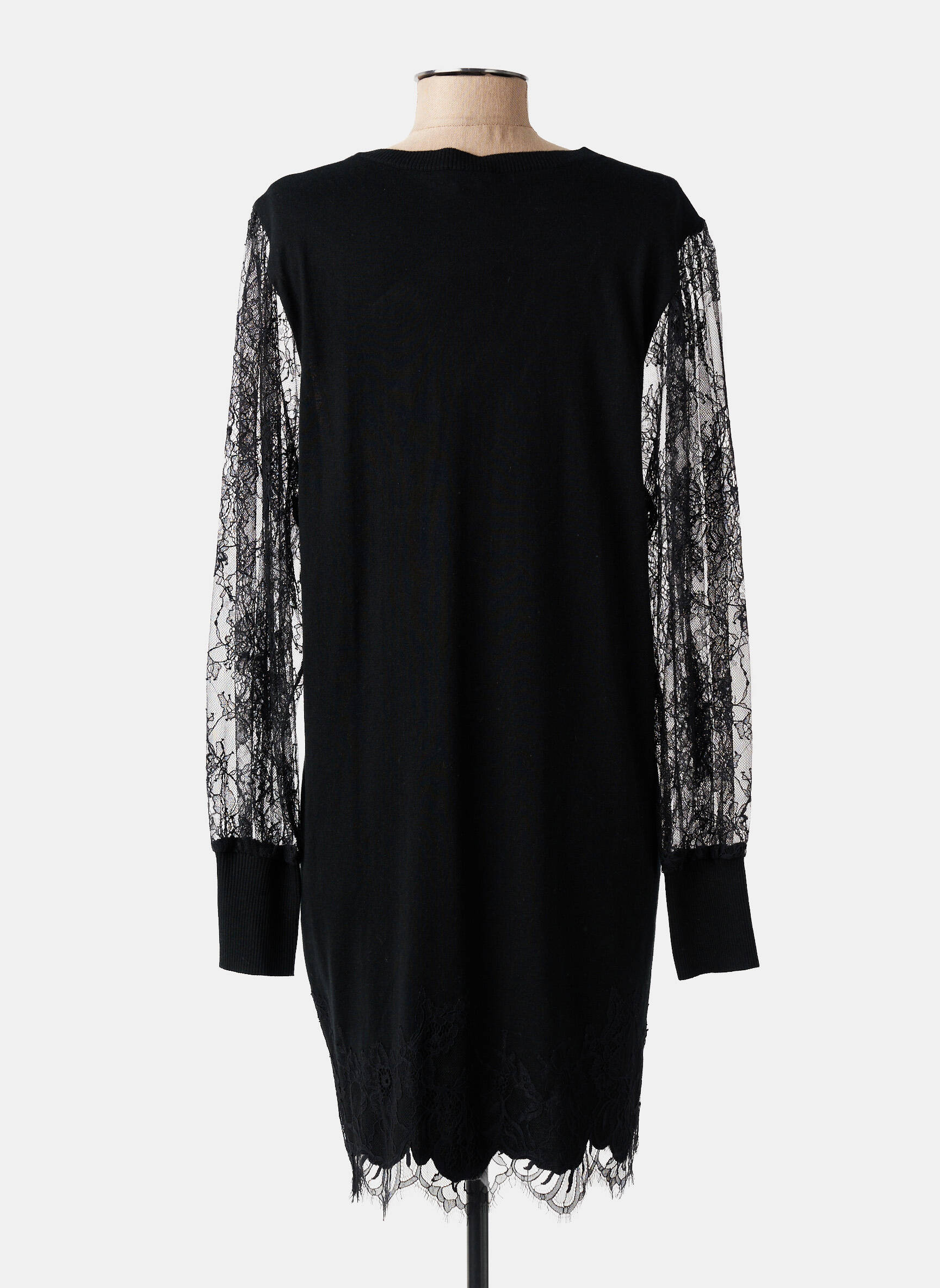 Robe pull col v manches longues noir MARJOLAINE femme