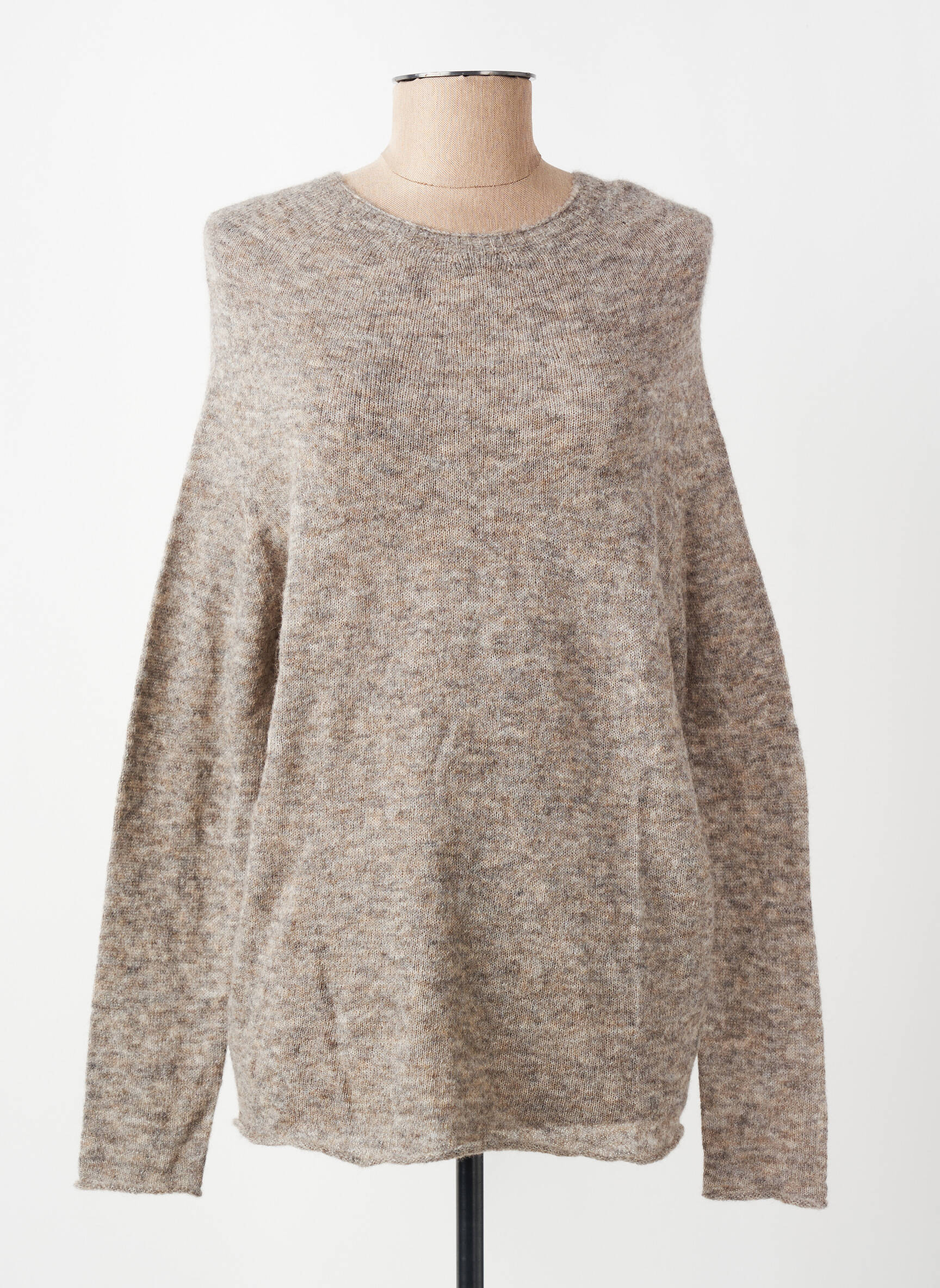Pull coupe cintrée manches longues marron OSCALITO femme