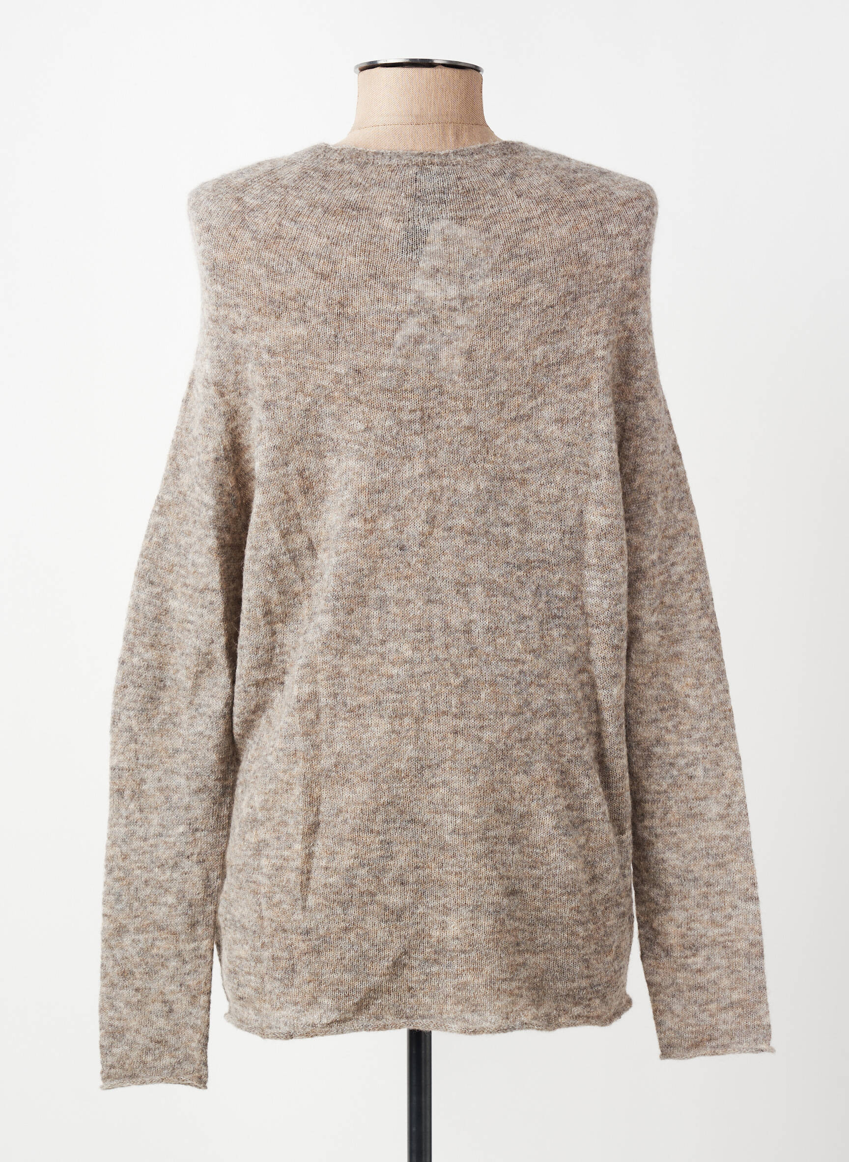 Pull coupe cintrée manches longues marron OSCALITO femme