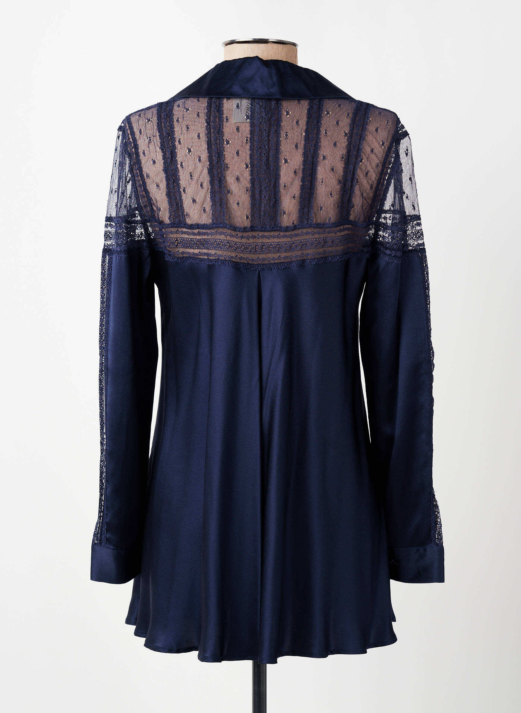 Tunique manches longues col chemisier bleu MARJOLAINE femme