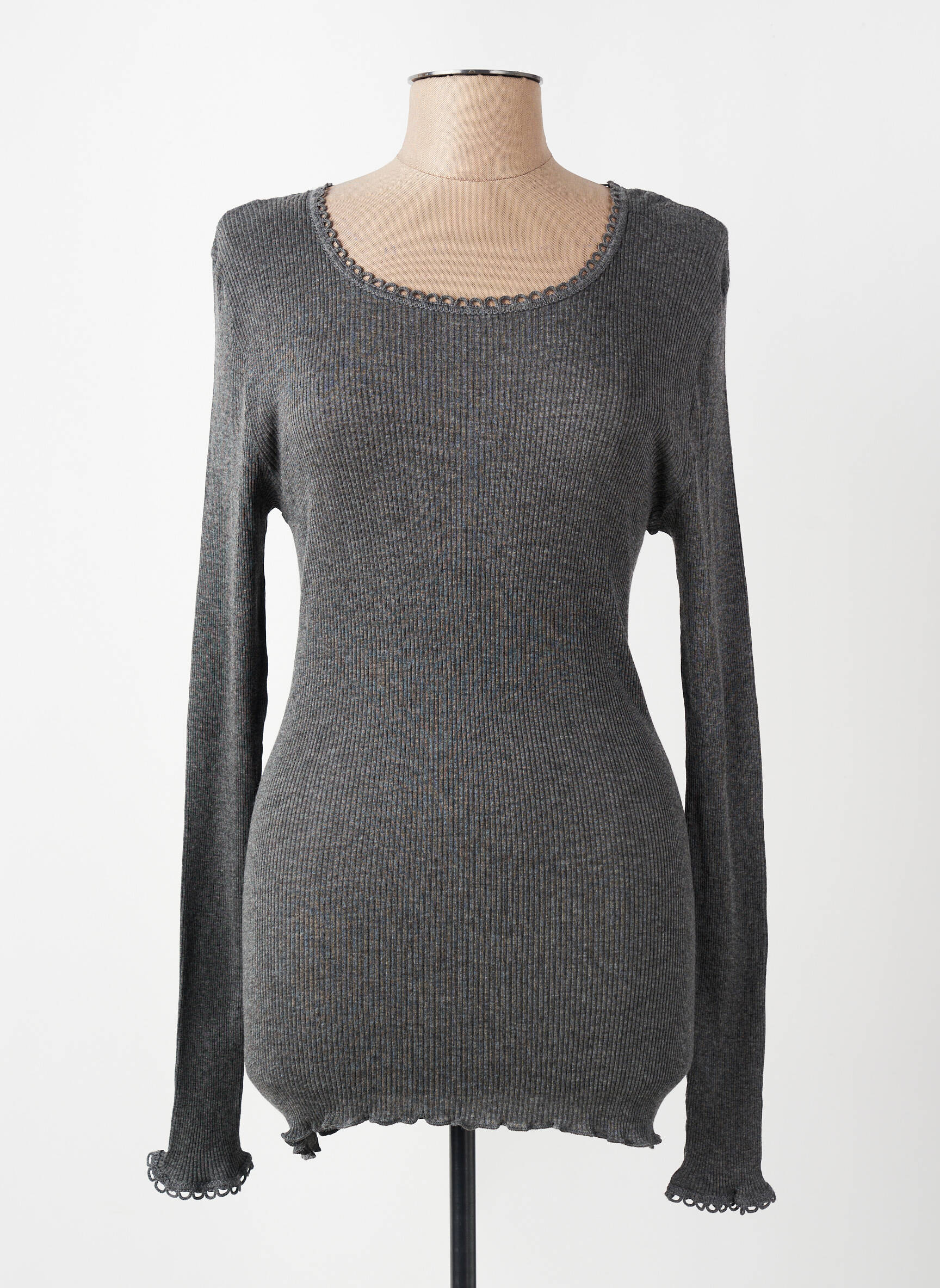 T-shirt manches longues manches longues gris LISANZA femme