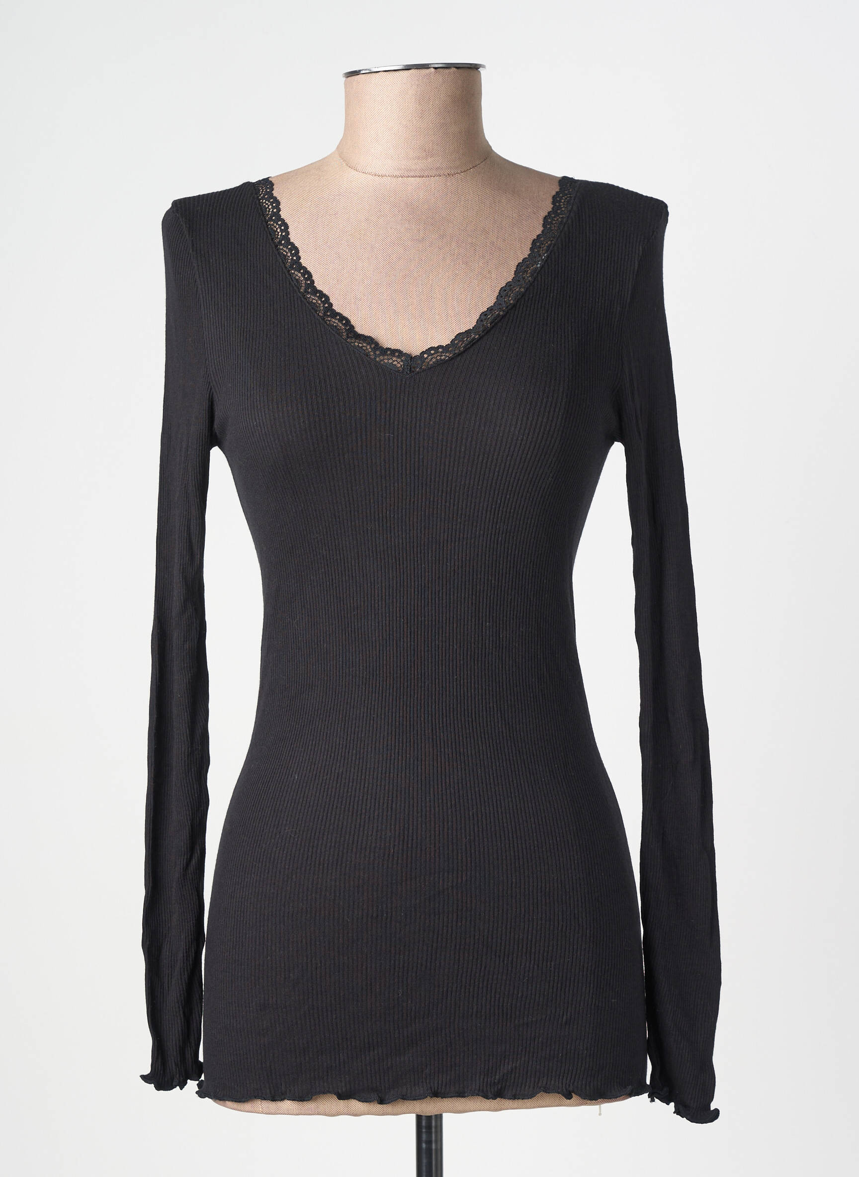 Top stretch manches longues noir JANIRA femme