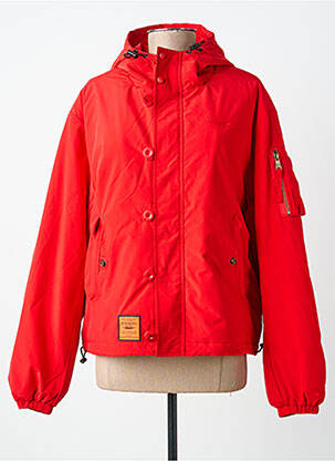 Doudoune manches longues a capuche rouge BOMBERS femme