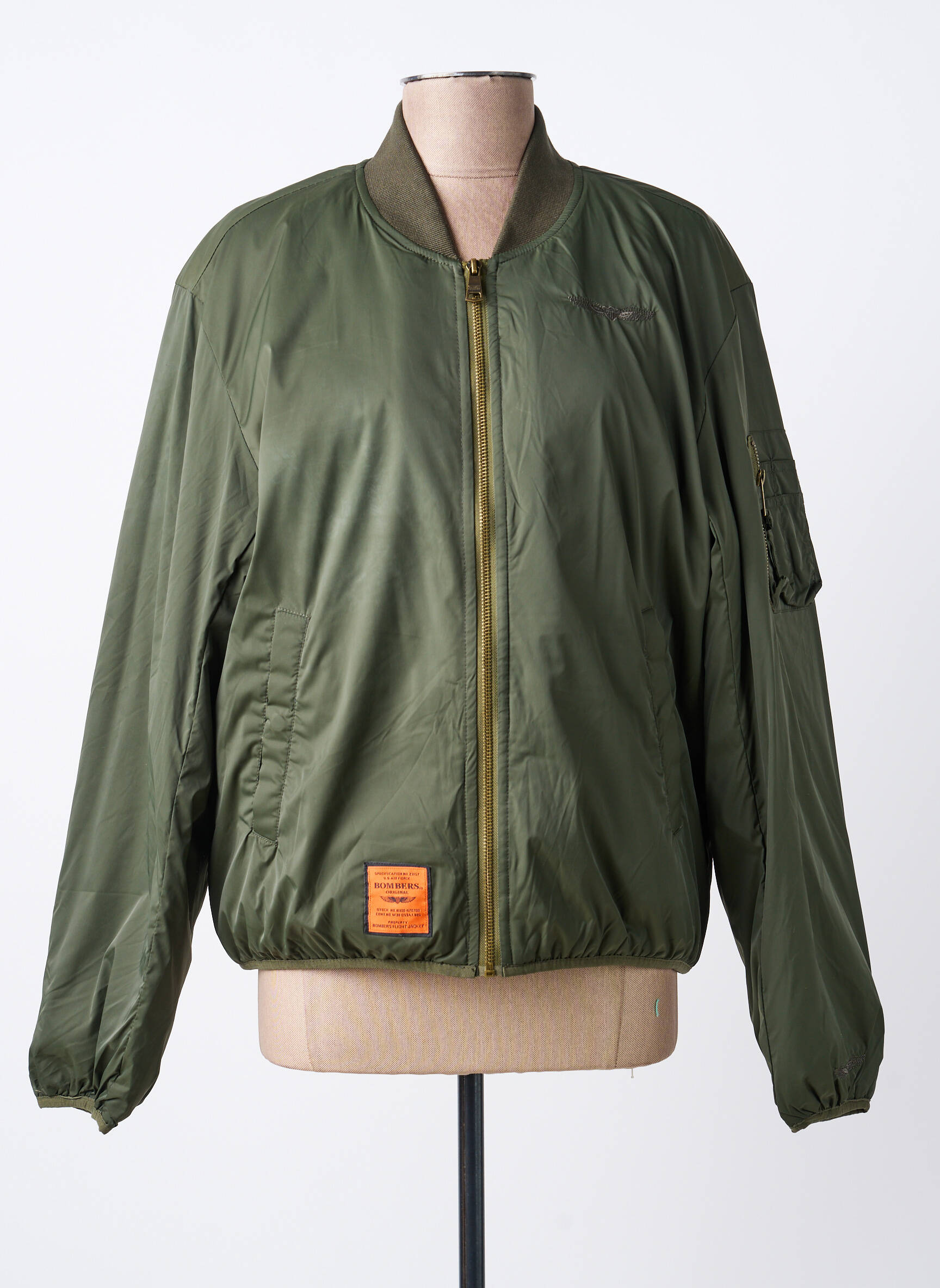Doudoune manches longues sans capuche vert BOMBERS femme