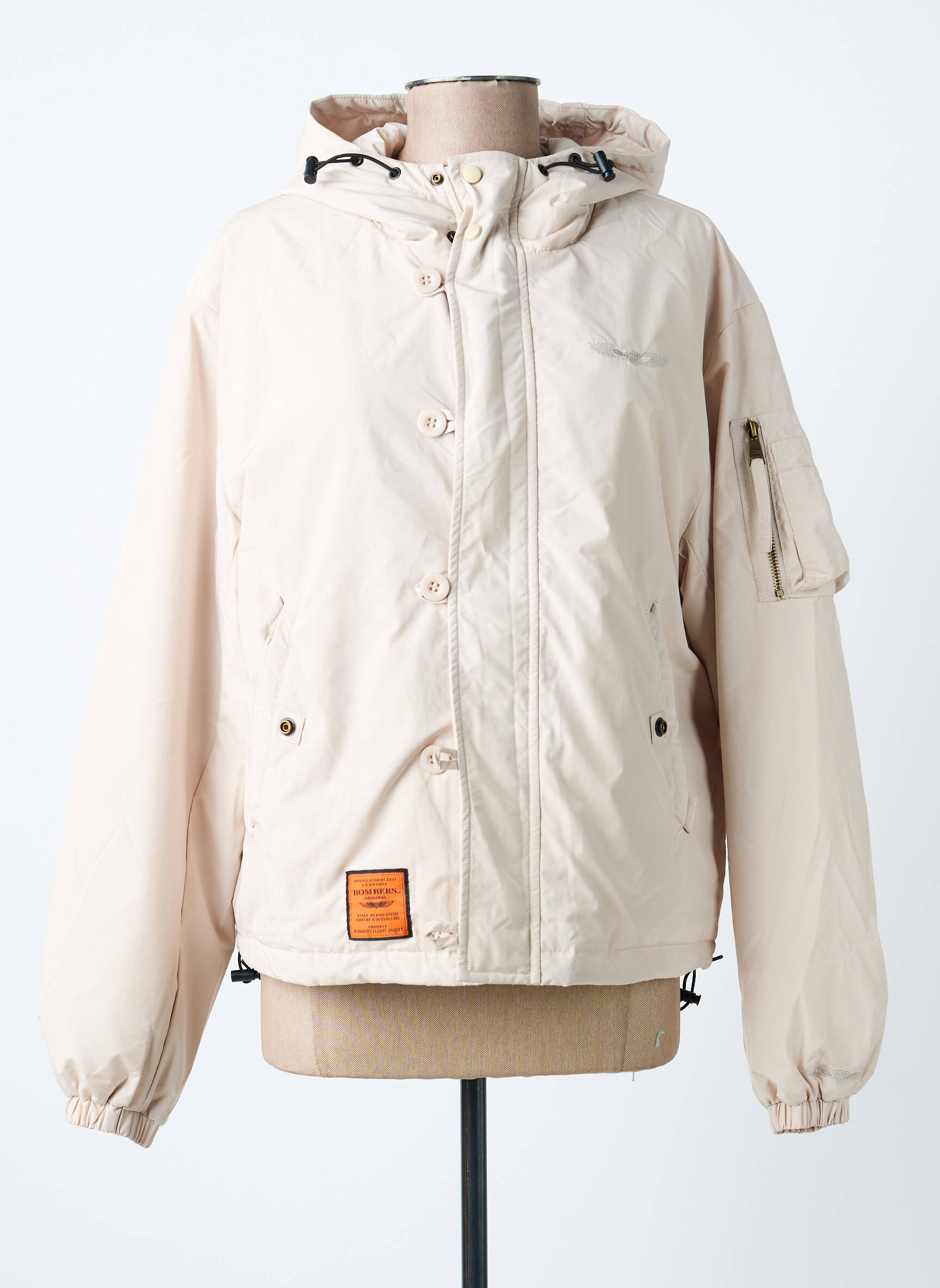Doudoune manches longues a capuche beige BOMBERS femme