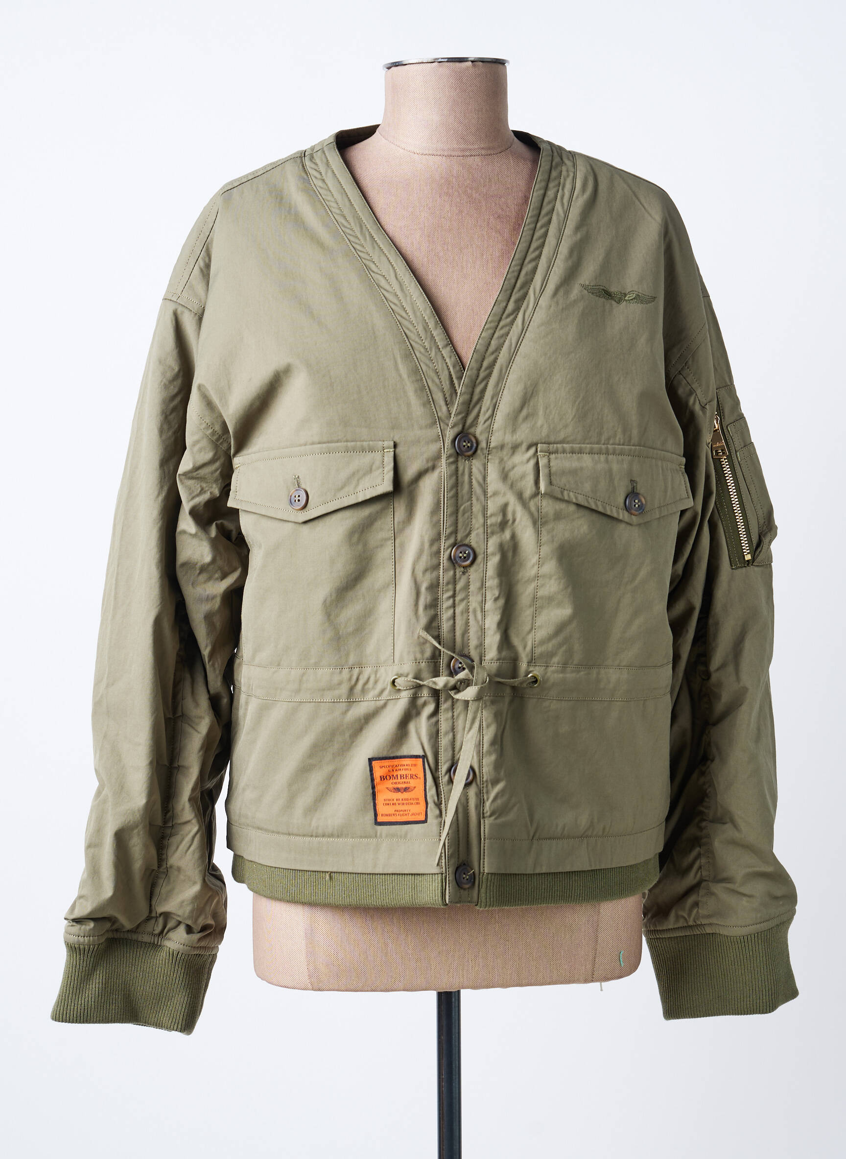 Doudoune manches longues sans capuche vert BOMBERS femme