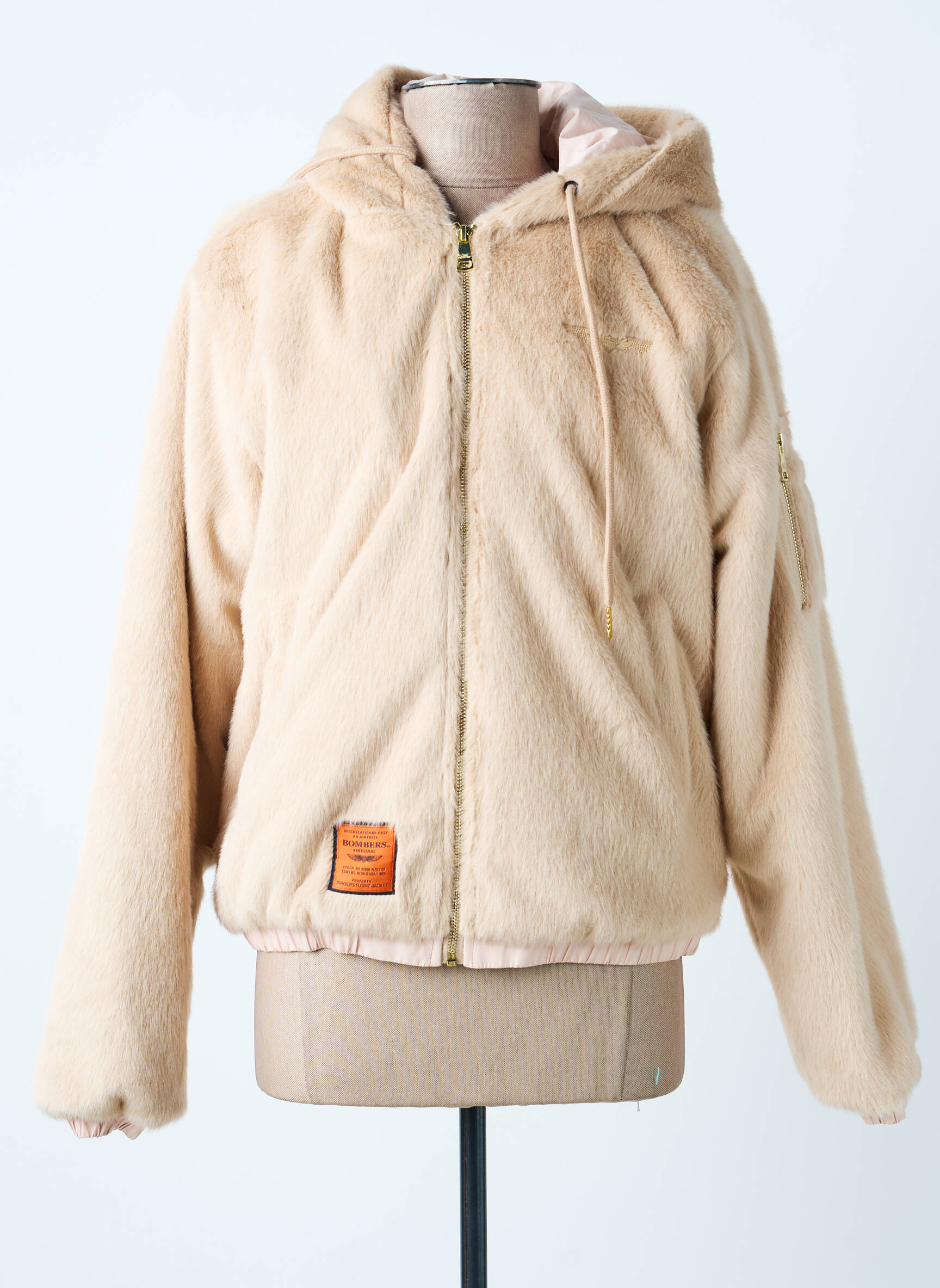 Veste casual fermeture zippée sur le devant beige BOMBERS femme