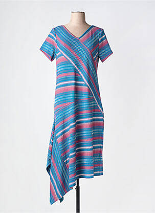 Robe longue manches courtes manches courtes bleu SHEEGO femme