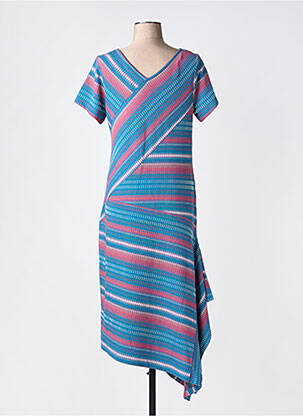 Robe longue manches courtes manches courtes bleu SHEEGO femme