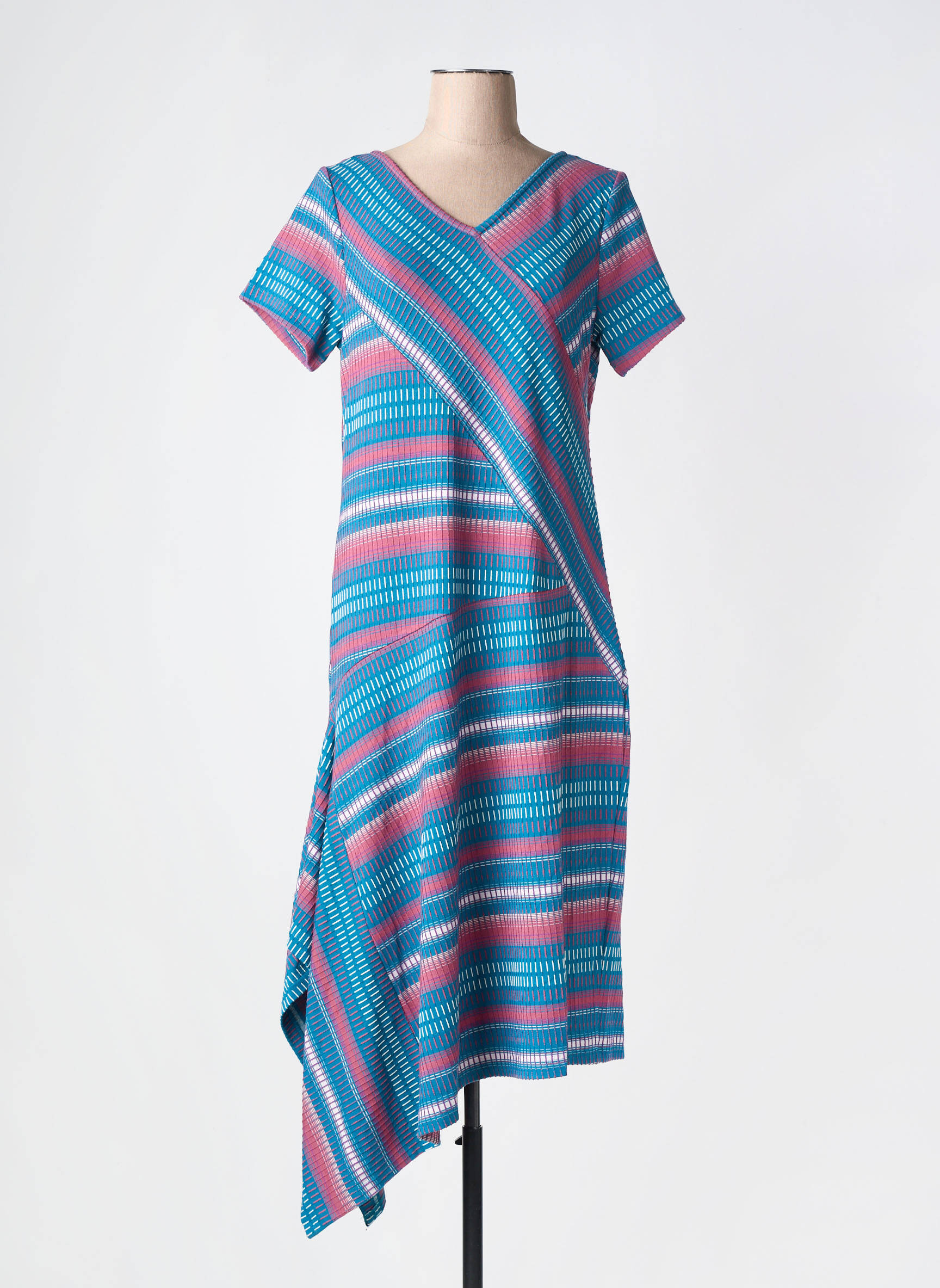 Robe longue manches courtes manches courtes bleu SHEEGO femme