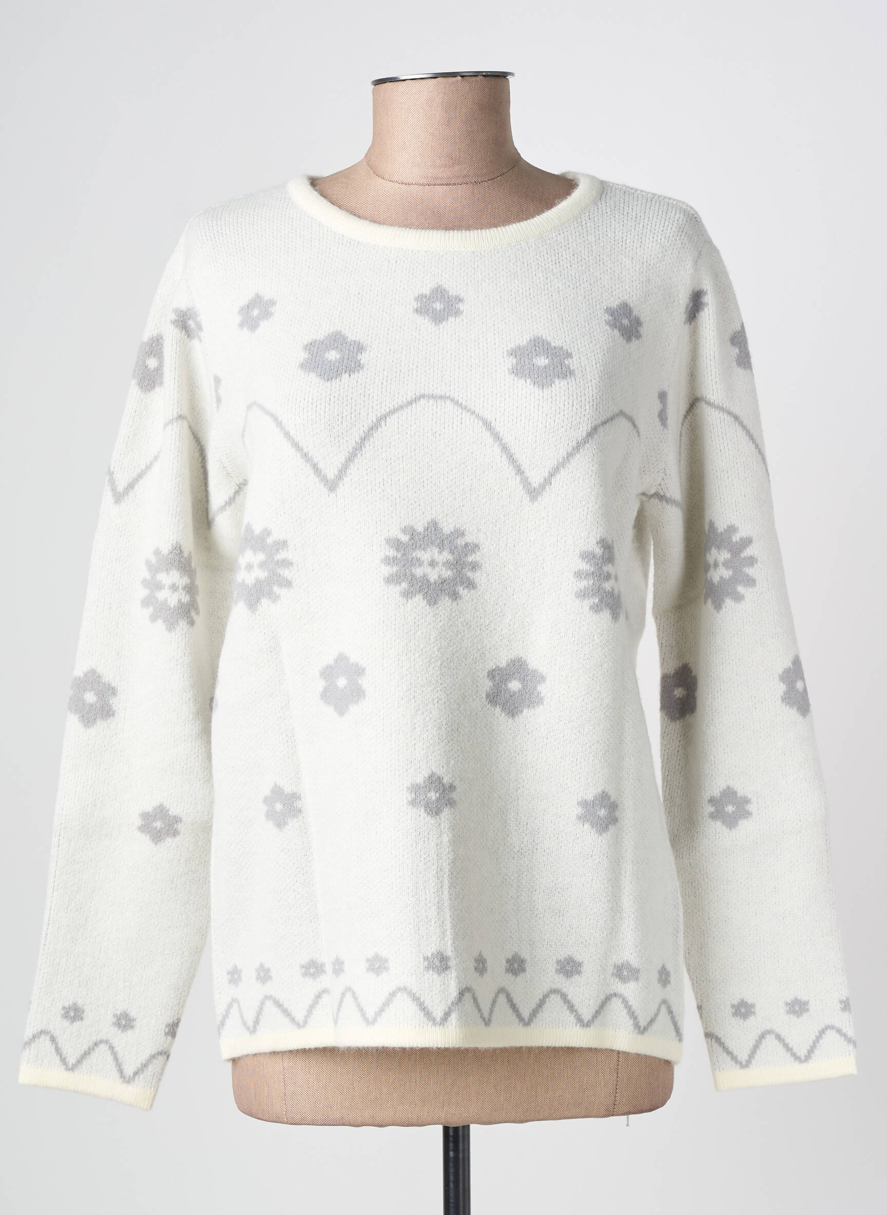 Pull coupe droite manches longues gris HEINE femme