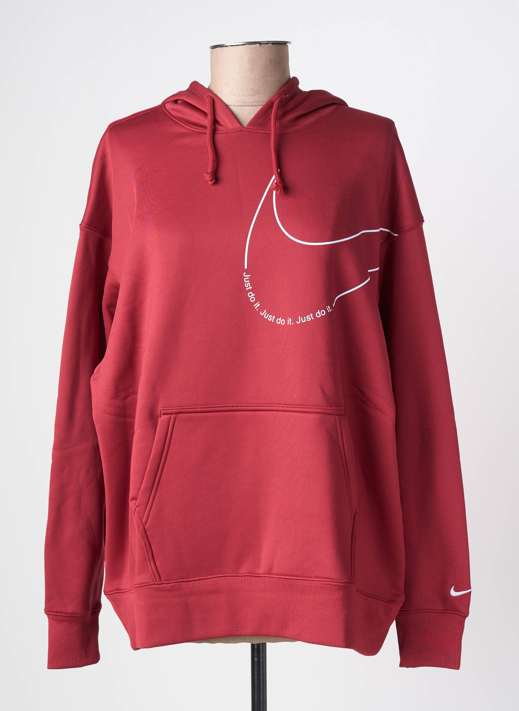 Sweat-shirt à capuche poches manches longues rouge NIKE femme