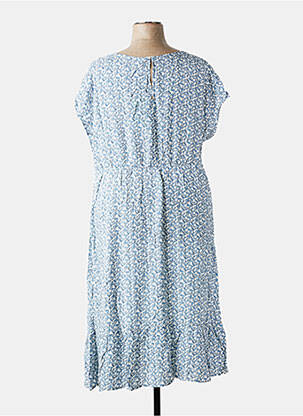 Robe mi-longue imprimé fleurs manches courtes bleu SHEEGO femme