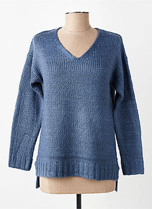 Pull coupe droite manches longues bleu HEINE femme