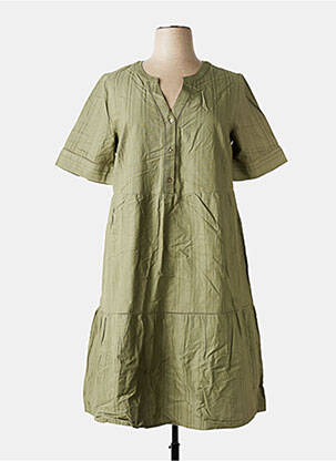Robe mi-longue manches courtes manches courtes vert SHEEGO femme