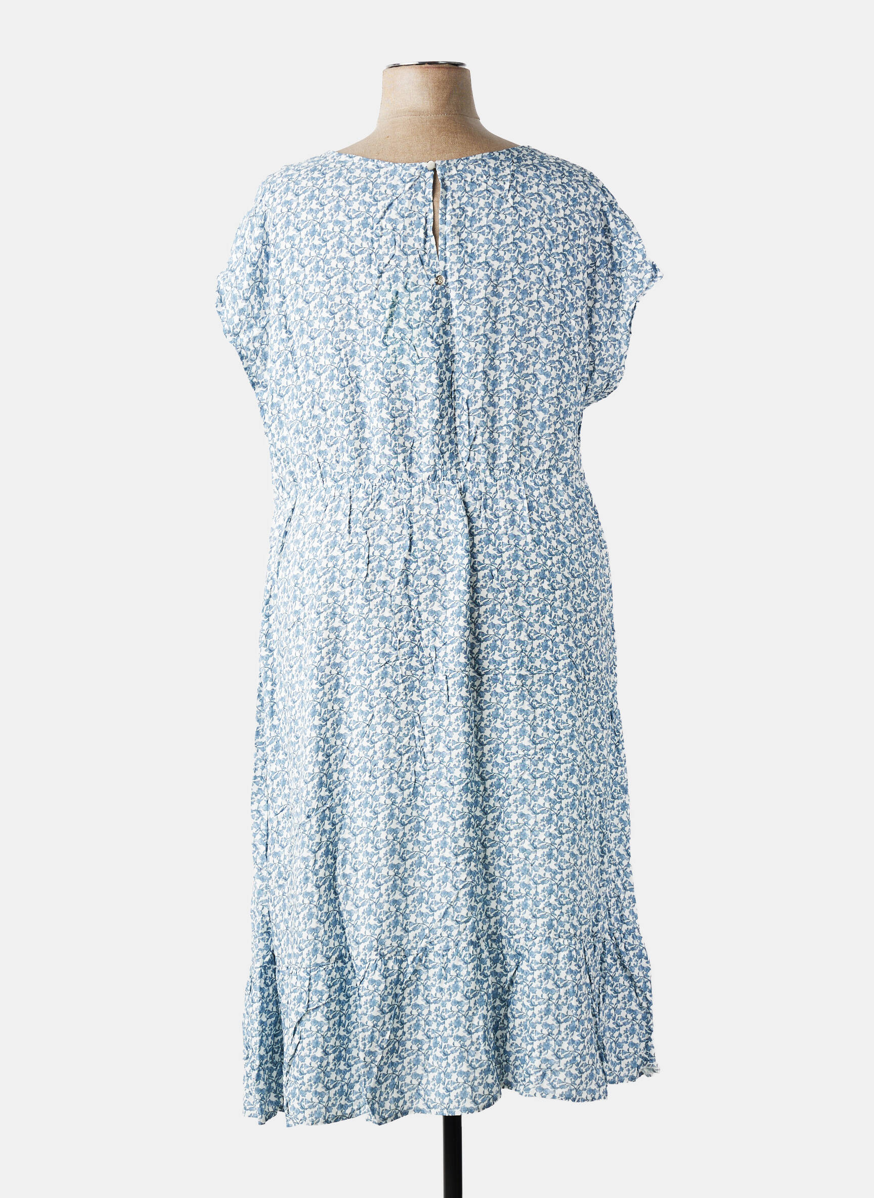 Robe mi-longue imprimé fleurs manches courtes bleu SHEEGO femme