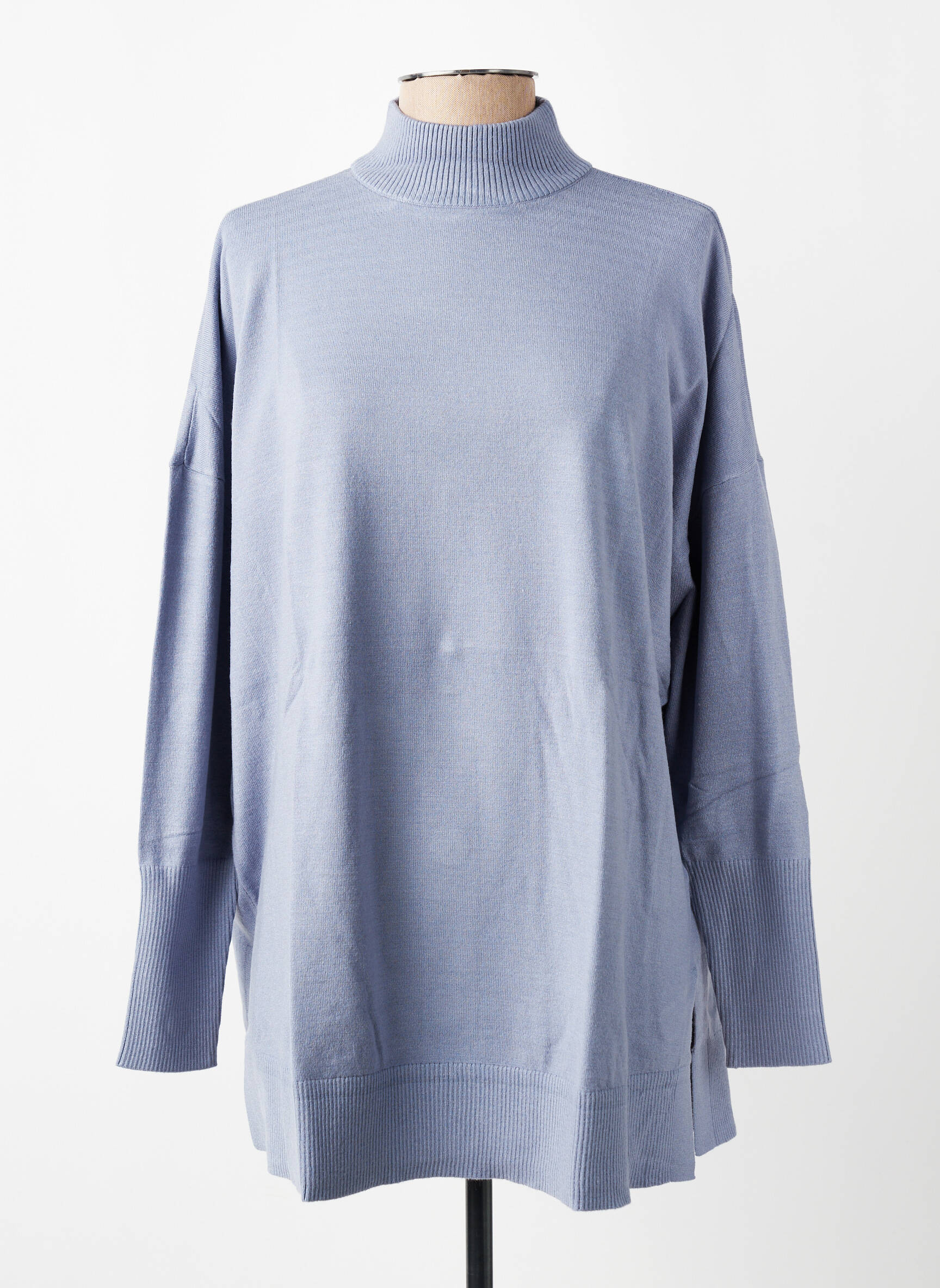 Pull coupe droite manches longues bleu HEINE femme
