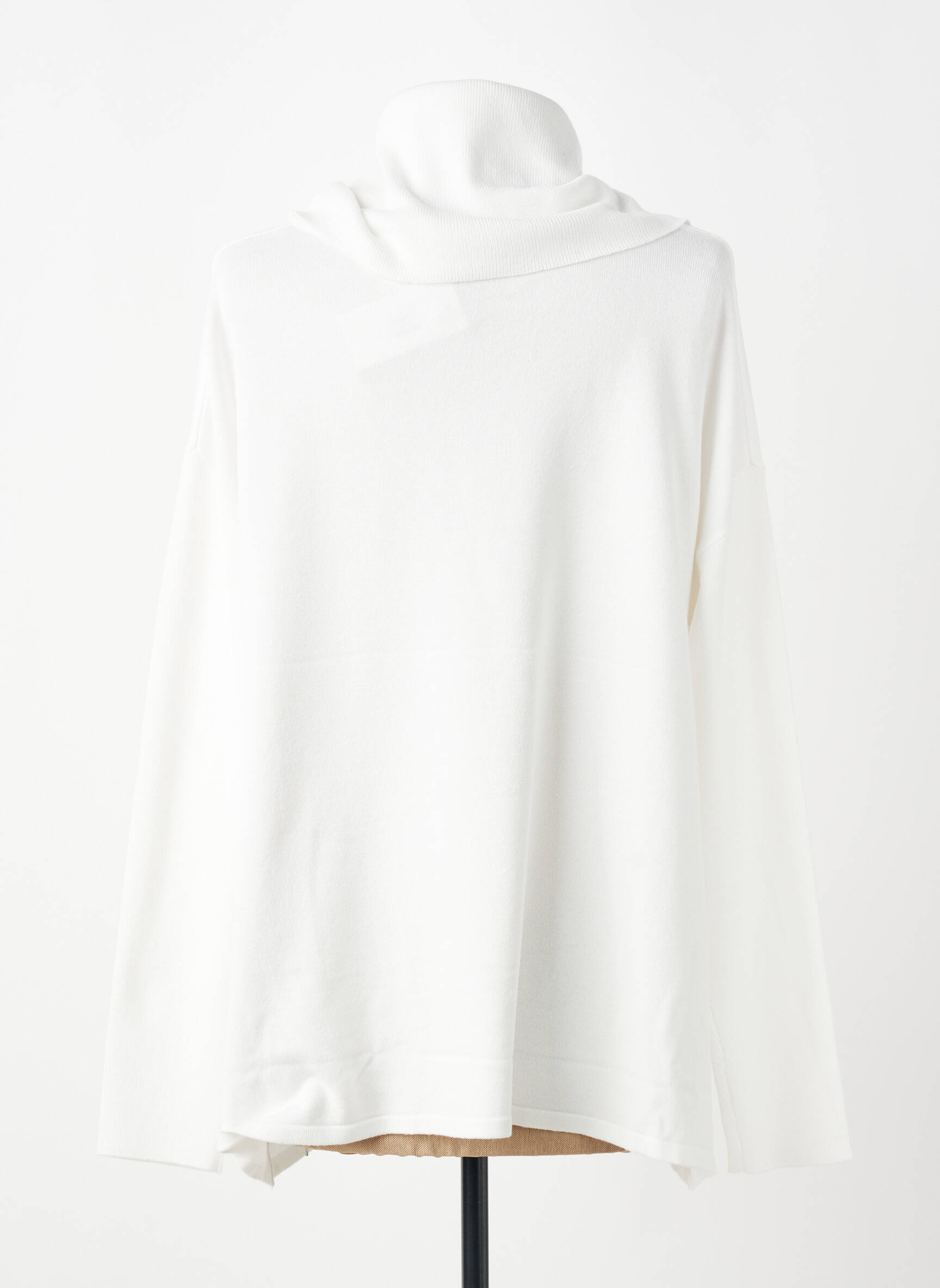 Pull col roulé coupe droite manches longues blanc HEINE femme
