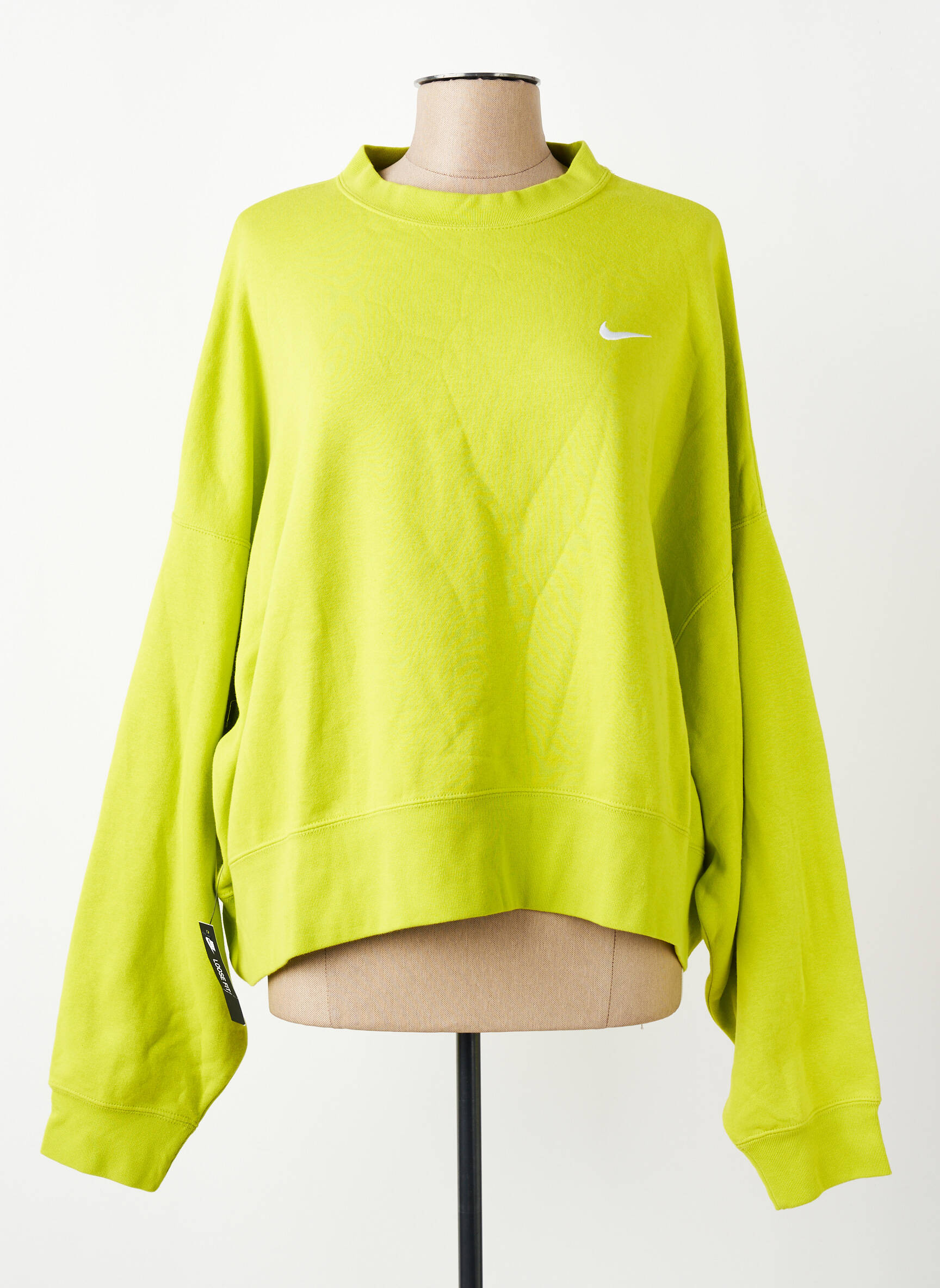 Sweat-shirt tissage jersey manches longues vert NIKE femme