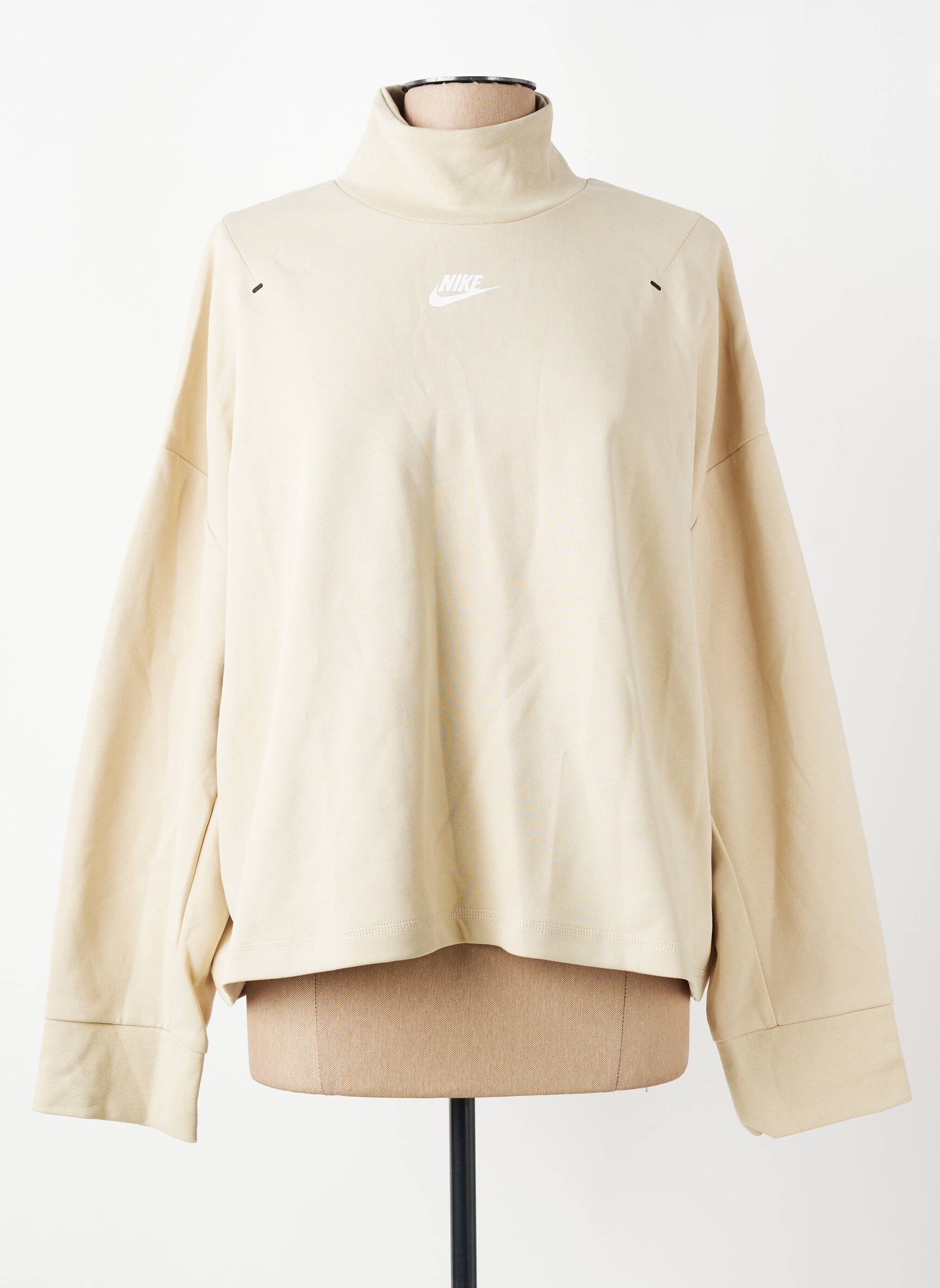 Sweat-shirt tissage jersey manches longues beige NIKE femme